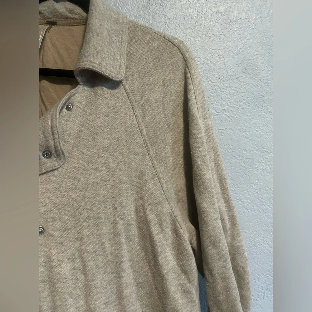 Free People Beige Utility Knit Double Snap Oversized Jacket Womens